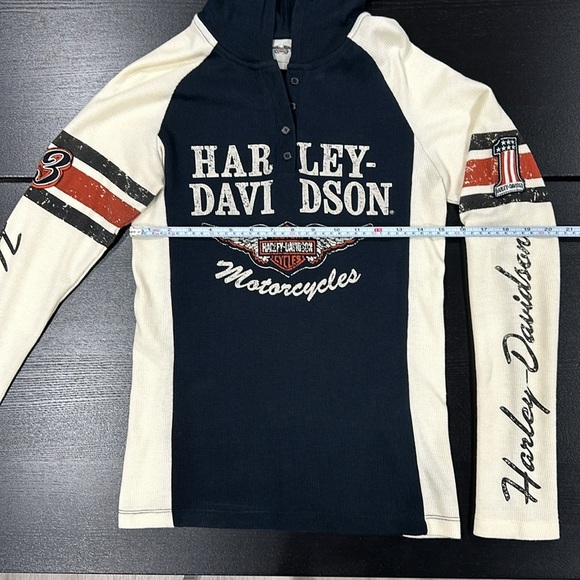 Harley-Davidson Women's Long Sleeve Hooded Iconic Henley Tee - S - Picture 9 of 9